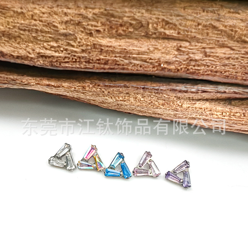 G23 Titanium Ear Cartilage Stud Heart Shape CZ Piercing Jewelry - 16G 8mm Labret Flat Back - Image 2