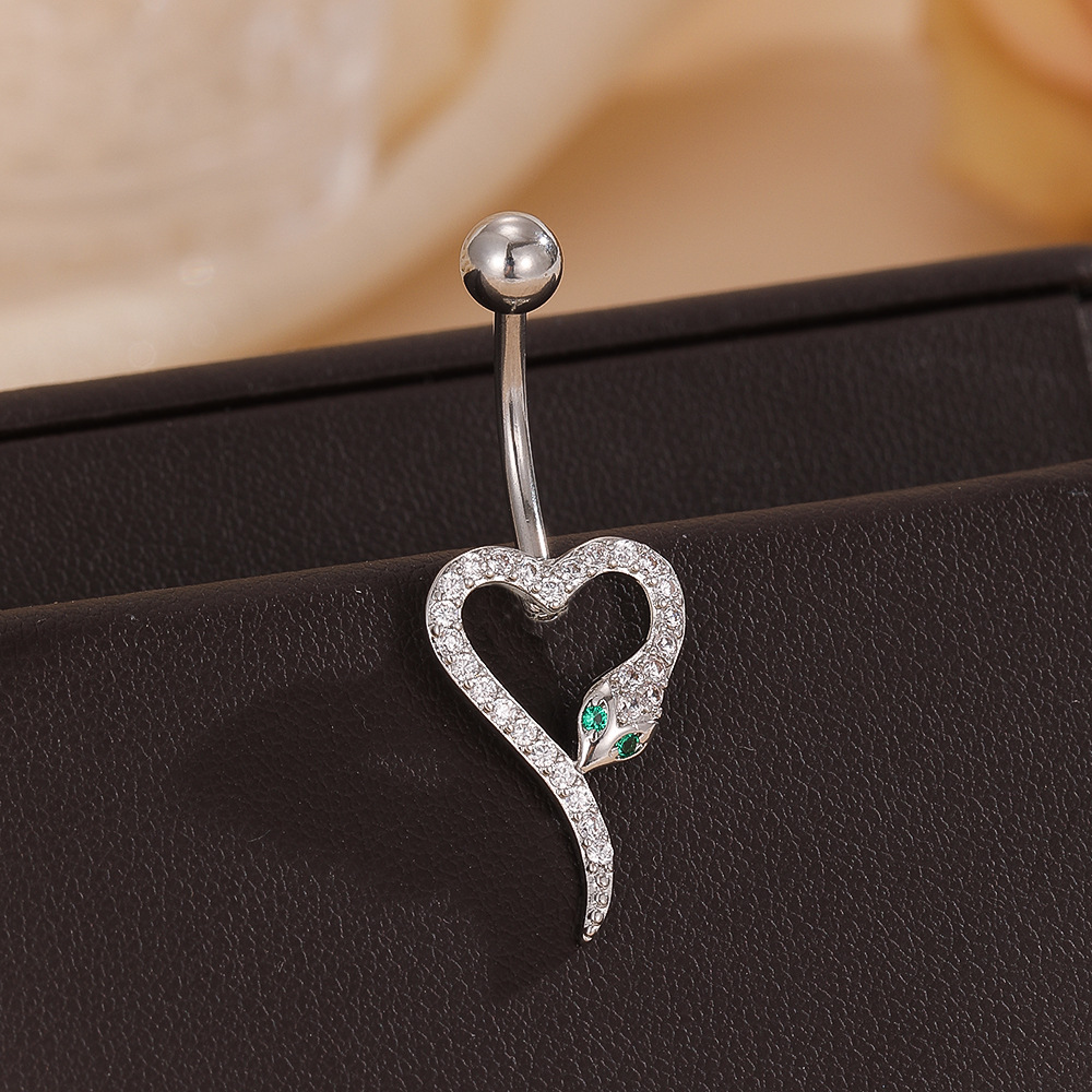 Heart & Star Dangle Belly Button Ring Copper Butterfly Navel Piercing Jewelry - Image 2