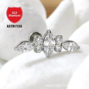 G23 Titanium Horse Eye Zircon Ear Bone Stud - ASTM F136 Body Piercing Earring for Cartilage Helix Tragus