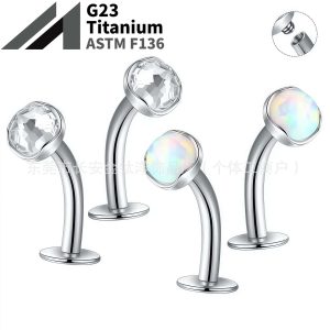 F136 Titanium Wavy Edge Australian Opal Czech Diamond Suspended Navel Ring Belly Button Piercing Jewelry