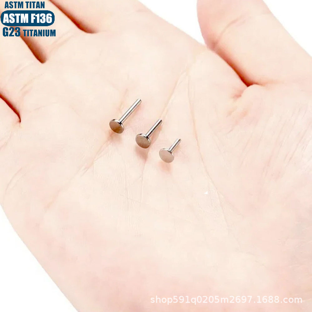 F136 Titanium Alloy Lip Stud Rod Flat Base 16g Ear Stud Replacement Rod Jewelry Rod Internal Thread Round Base Piercing Jewelry - Image 4