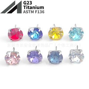 F136 Titanium Flash Claw Inlaid Swarovski Pin Earrings Ear Bone Nails G23 Titanium Alloy Body Piercing Jewelry