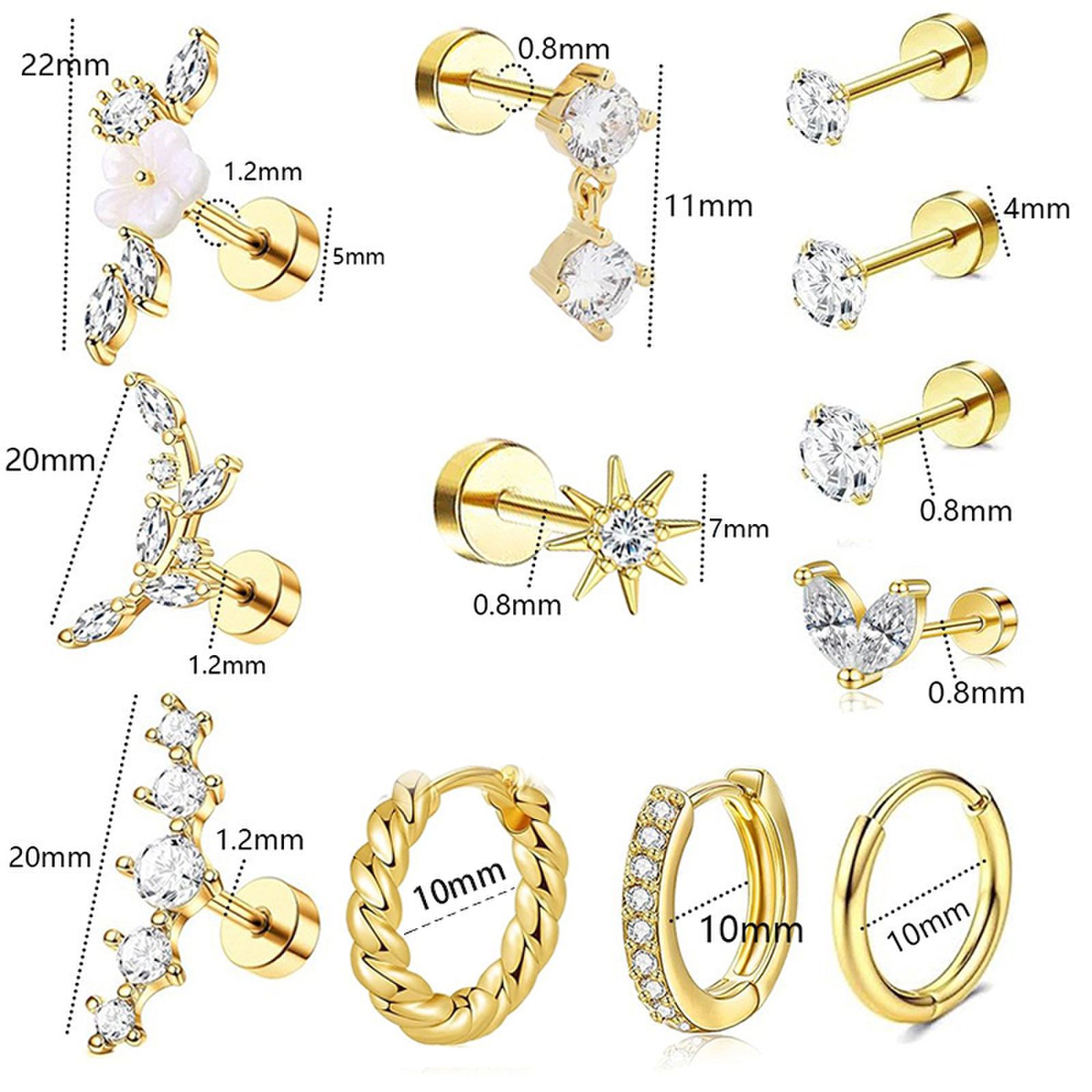 Star Zircon Round Earrings for Women Trendy Light Luxury Ear Piercing Jewelry Stainless Steel - Image 5