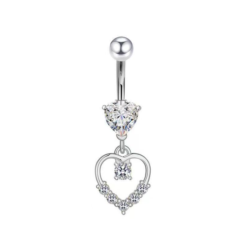 Peach Heart Zircon Navel Ring Love Belly Button Piercing Jewelry Gold - Image 5