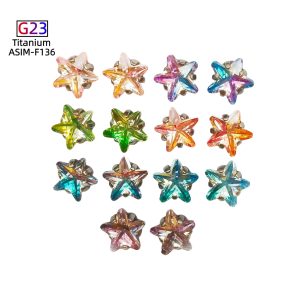 F136 Titanium Alloy Sparkling Zircon Five-Pointed Star Earrings Lip Studs Ear Piercing Jewelry
