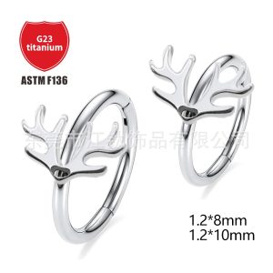 G23 Titanium Ear Cartilage Earrings Antler Hoop Body Piercing Jewelry for Helix Tragus