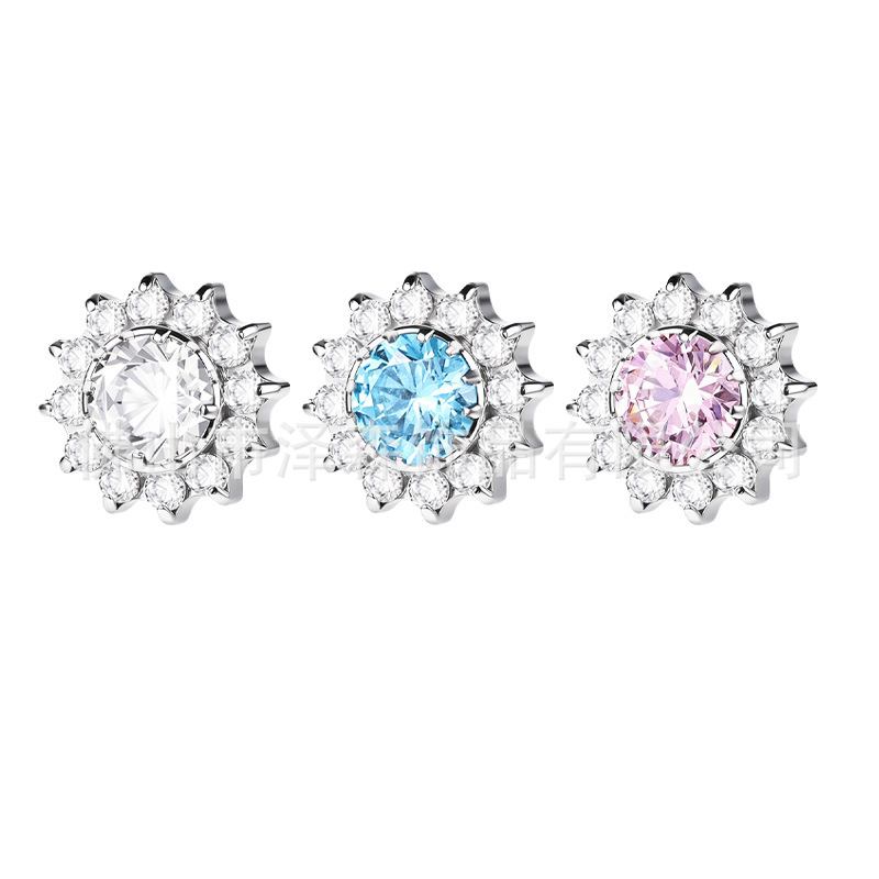 G23 Titanium Sunflower Ear Cartilage Stud 5A Zircon Sparkling High-End Piercing Jewelry Replacement Head - Image 4