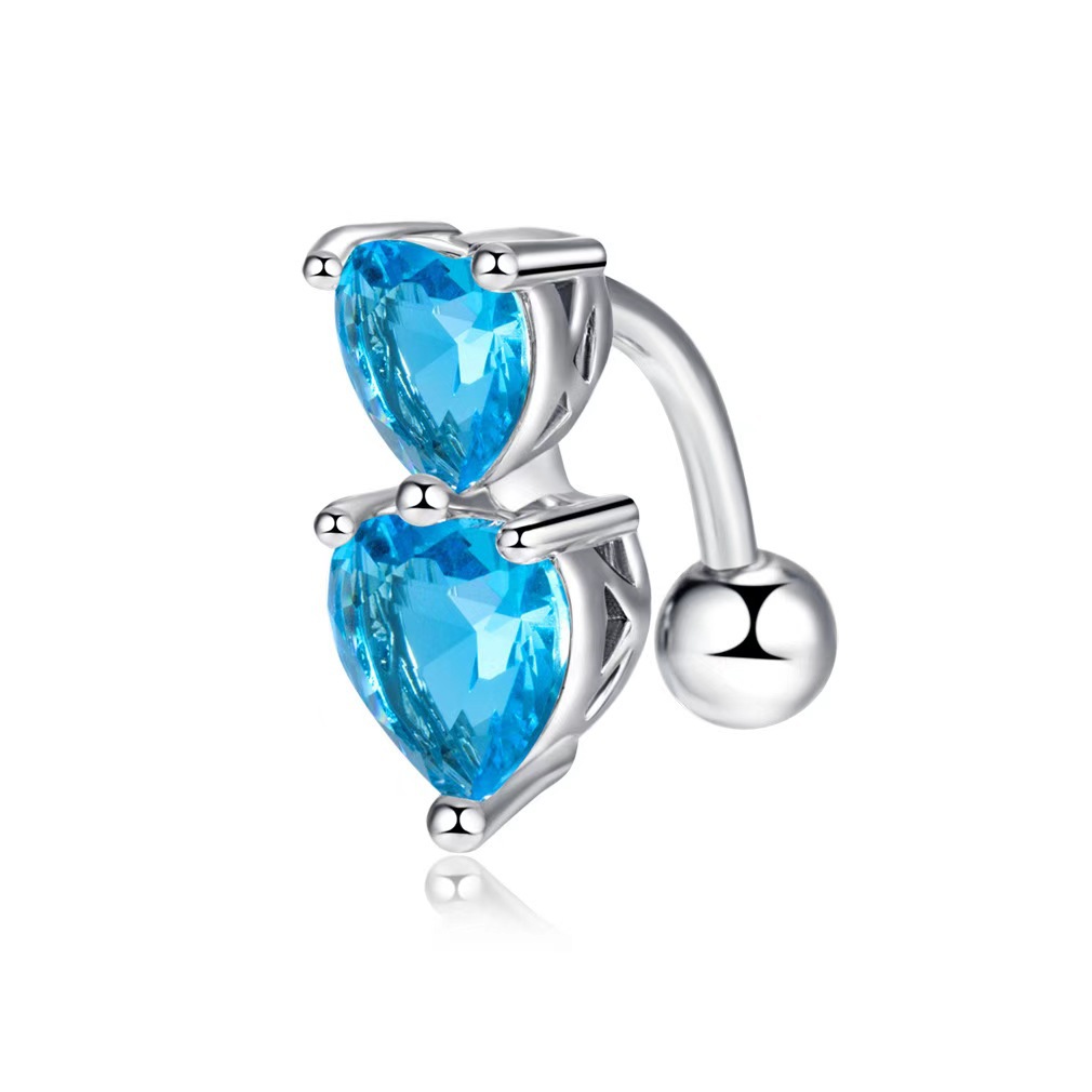 Double Heart Belly Button Ring Stainless Steel Navel Jewelry Dangle Heart Shape Body Piercing for Women - Image 5