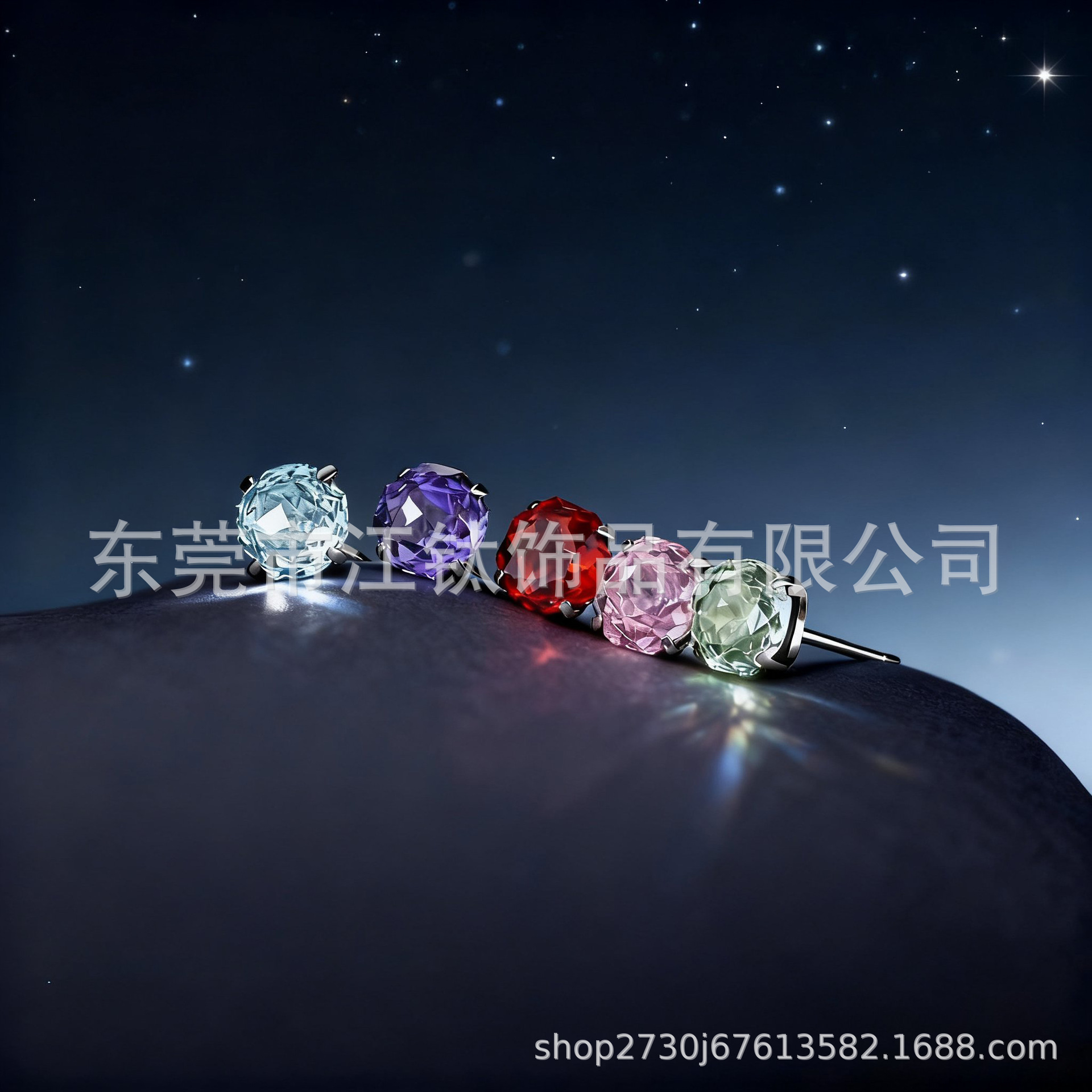 JT928 Titanium Eight-Sided Rose Cut Round Bottom Butterfly Buckle Ear Cartilage Stud - Image 3