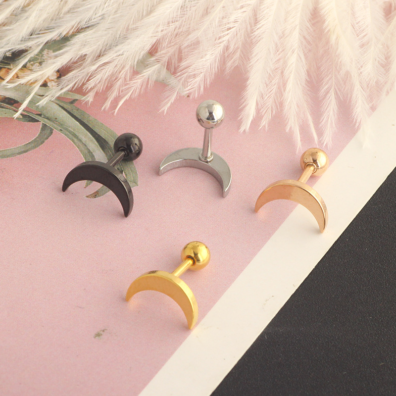 Stainless Steel 16G Ear Bone Tragus Piercing Jewelry Simple Star Motif Men's Earrings Rose Gold - Image 3