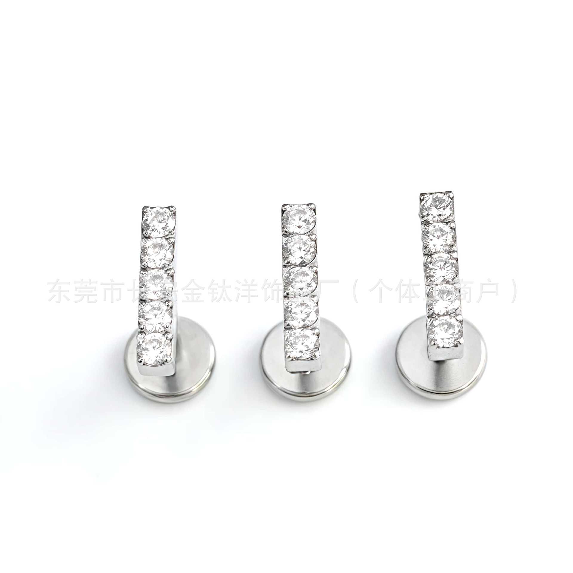F136 Titanium Colored Zircon Set Straight Nose Stud and Ear Stud G23 Titanium Alloy Body Piercing Jewelry Ear Bone Stud - Image 2