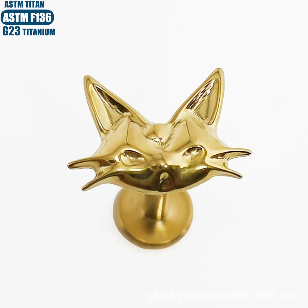F136 Titanium Alloy Inner Spiral Piercing Earrings Pigeon Cat Shape Lip Nail Body Jewelry - Image 2