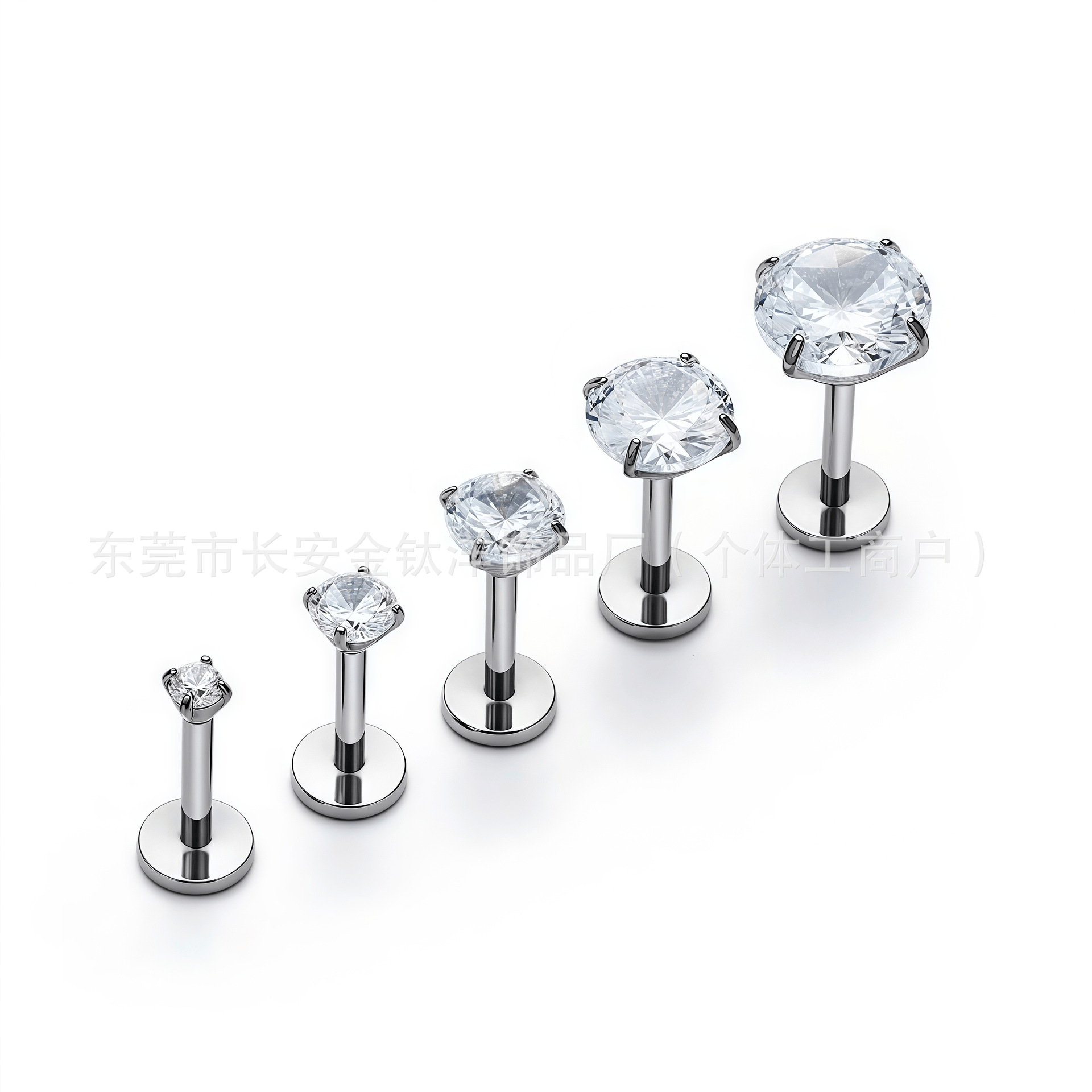 F136 Titanium Round Base Four-Prong Inlaid 5A Zircon Lip Stud Nose Stud G23 Titanium Alloy Body Piercing Jewelry Ear Bone Stud - Image 4