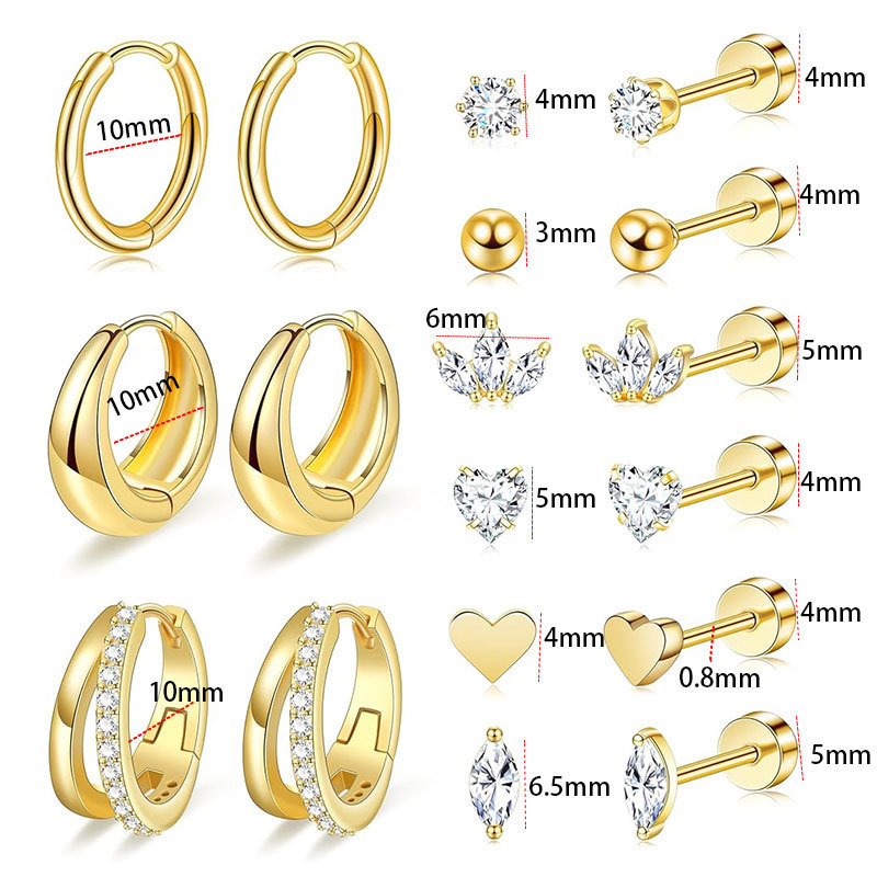 Amazon Hot Sale Stainless Steel Zircon Heart-Shaped Earrings Light Luxury All-match Ear Studs - Image 5