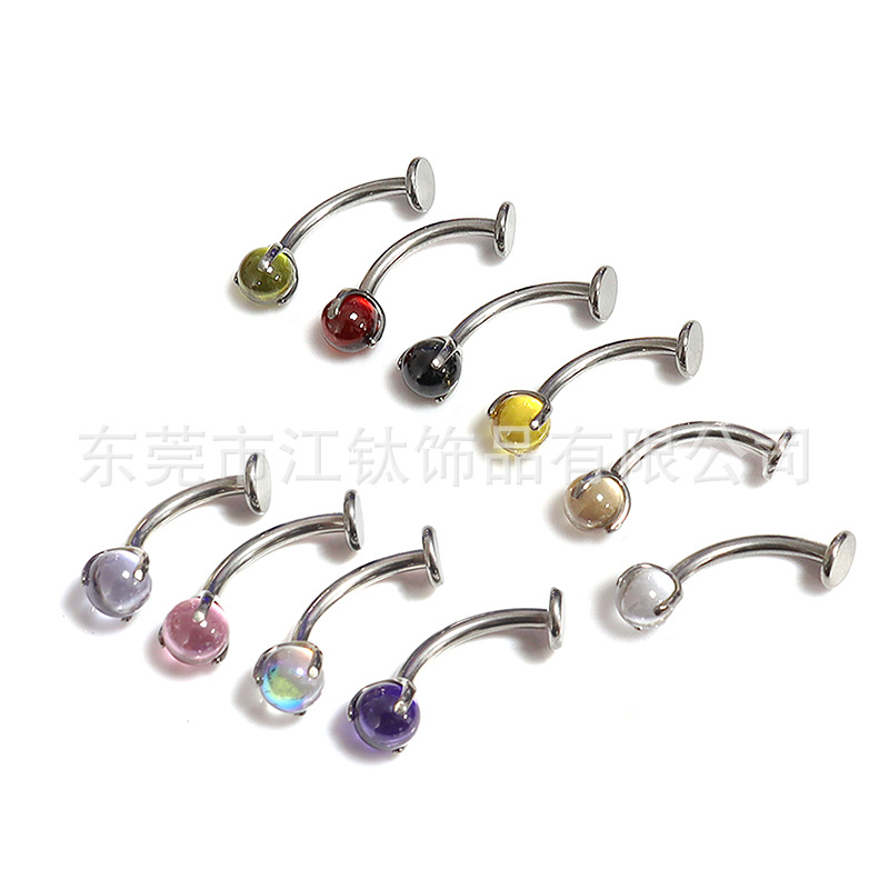 G23 Titanium Suspended Navel Ring Flat Claw Inlaid Zircon Ball Body Piercing Jewelry Belly Button Ring - Image 5