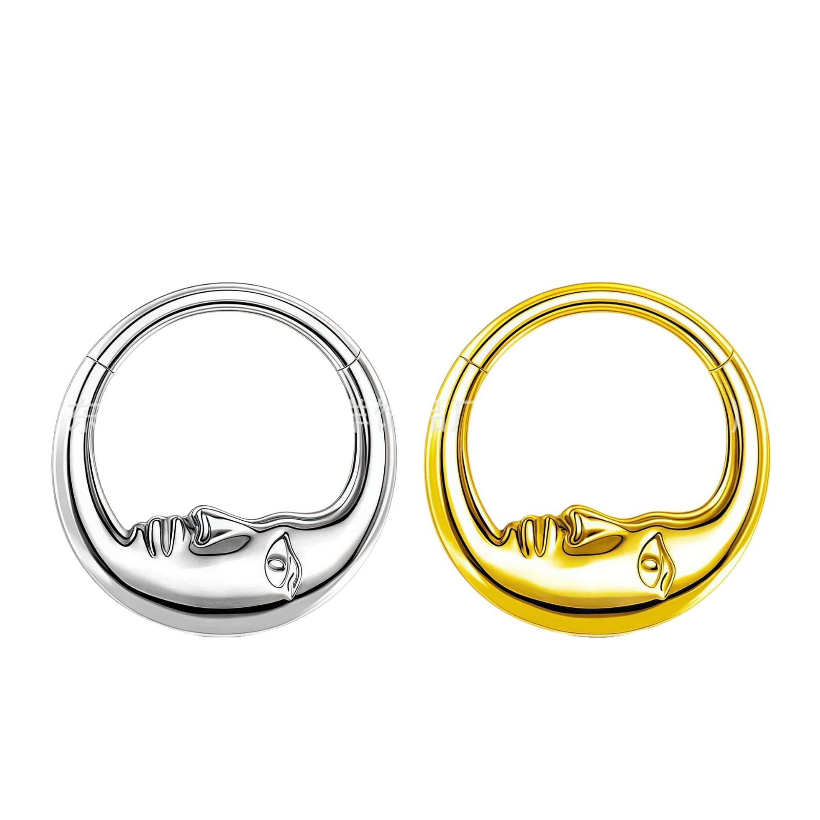 F136 Titanium Smooth Moon Face Ear Cuff Nose Septum Closed Ring Nose Ring Ear Jewelry G23 Titanium Alloy Piercing Jewelry - Image 5