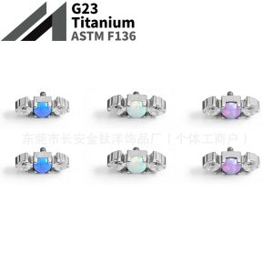 F136 Titanium Opal Zircon Candy Nose Lip Ear Jewelry - G23 Titanium Alloy Piercing Stud