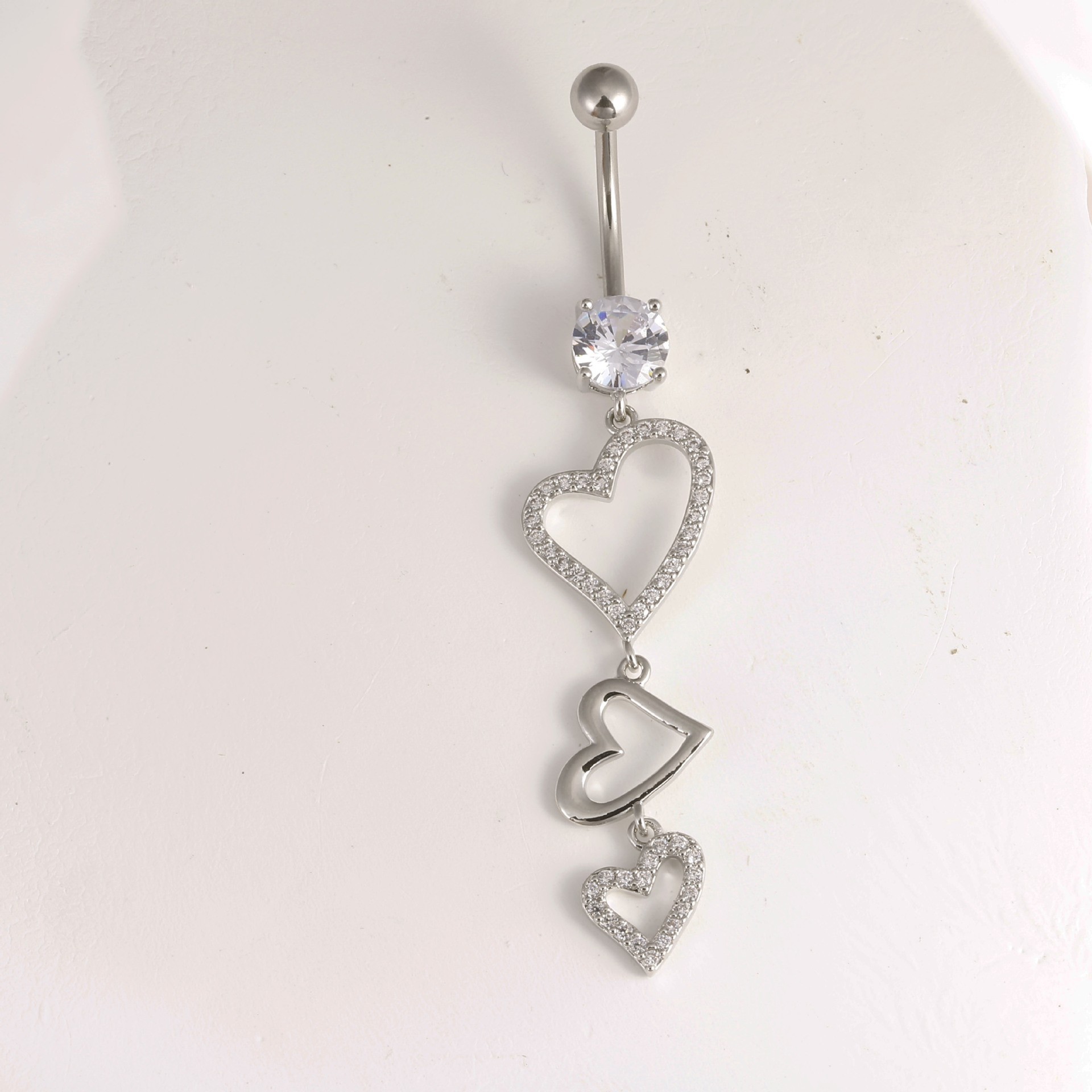 Gold Heart Belly Button Ring Copper Zircon Heart Navel Piercing Jewelry for Women Summer 2024 - Image 3