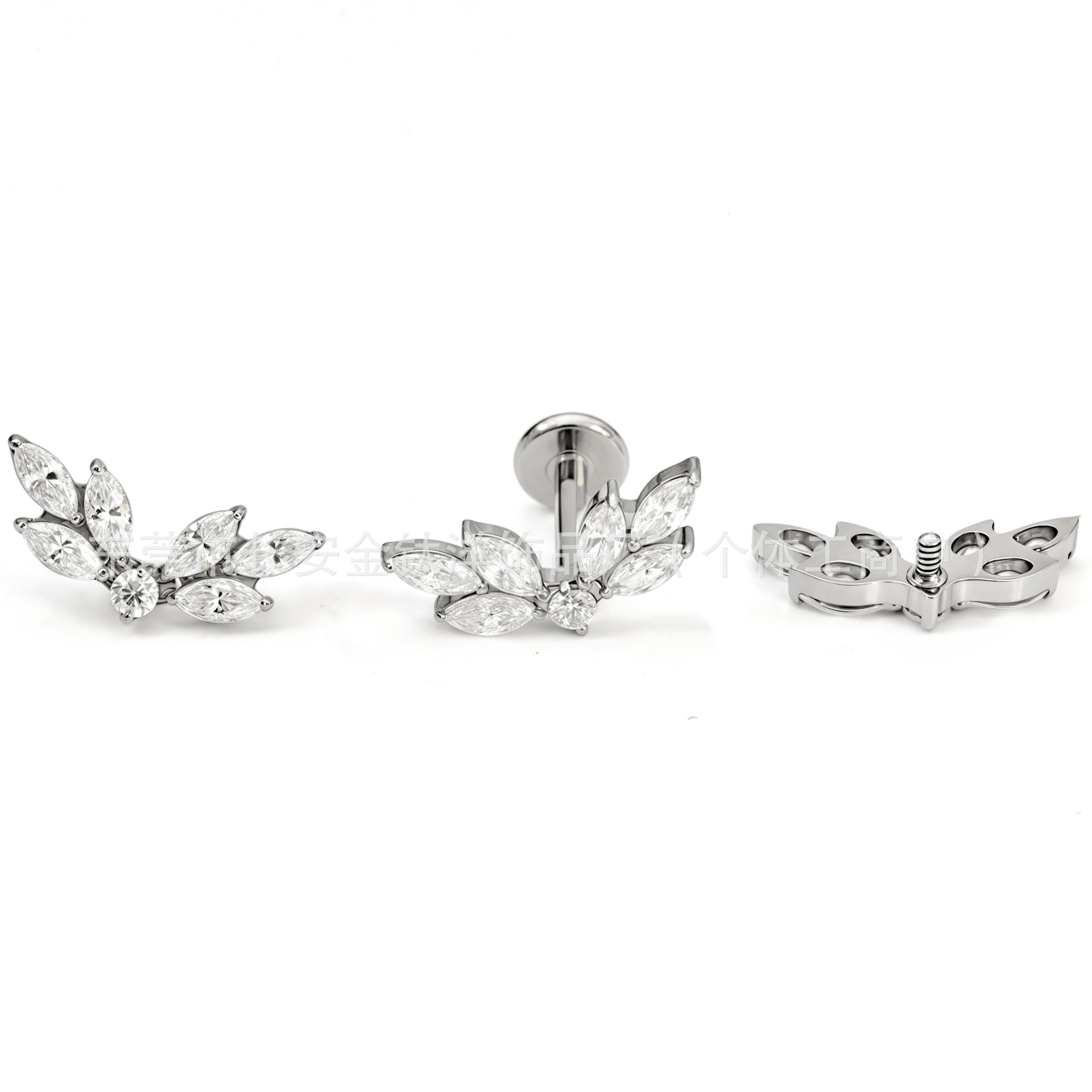 Gold F136 Titanium Internal Thread Angel Wings 5A Zircon Ear Studs Ear Bone Nails Ear Piercing Jewelry - Image 3