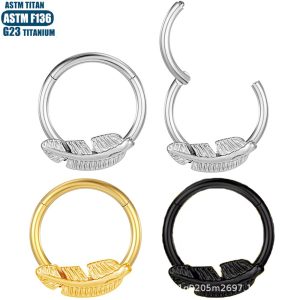 Black F136 Titanium Alloy Seamless Nose Ring - 1.2x12mm Open Hoop for Septum, Nostril, Tragus & Cartilage Piercing