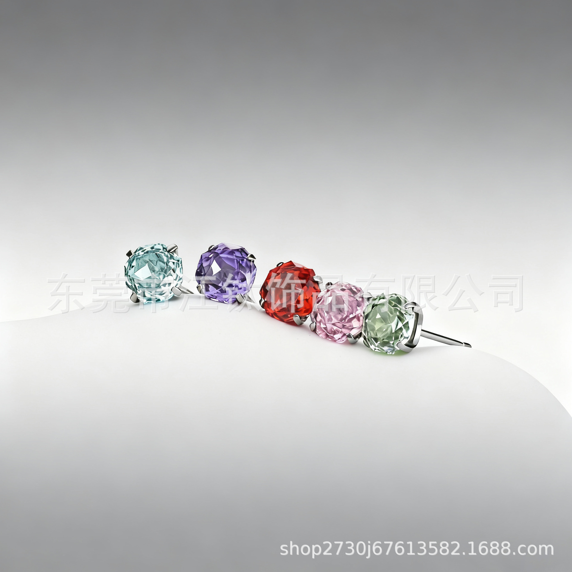 JT928 Titanium Eight-Sided Rose Cut Round Bottom Butterfly Buckle Ear Cartilage Stud - Image 5