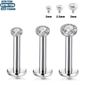 F136 Titanium Alloy Zircon Lip Nail Internal Spiral 16G Human Body Puncture Jewelry Ear Nail Diaphragm Earring