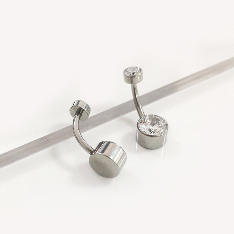 G23 Titanium Navel Ring with 5A Zircon Inner Threaded Cylindrical Belly Button Jewelry - Image 4