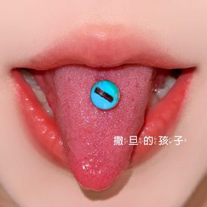 Titanium Steel Blue Tongue Barbell 12mm Bar Length 1.6mm Gauge External Thread Tongue Ring for Oral Piercing