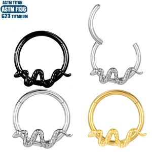 F136 Titanium Alloy Snake Nose Ring Hinge Septum Ring Seamless Open Ring Cartilage Piercing Ear Bone Ring