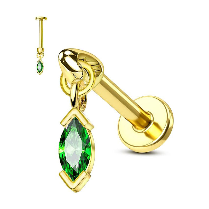 Custom Flower-Shaped Water Drop Zircon Earrings Ear Bone Studs 16g Stainless Steel Piercing Jewelry - Image 5