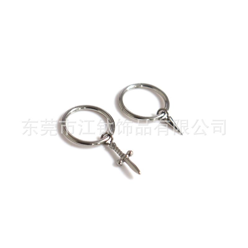 F136 Titanium Nose Ring Earring Pendant Sword Tip Cone Cross-Border G23 Titanium Alloy Body Piercing Jewelry Nose Ring Earring - Image 5