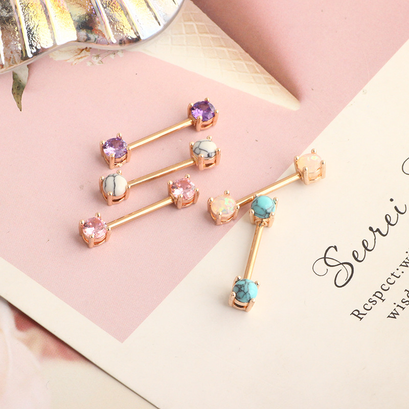 New Stainless Steel Zircon Nipple Ring Nipple Nail Heart-Shaped Electroplated Nipple Jewelry Rose Gold - Image 4