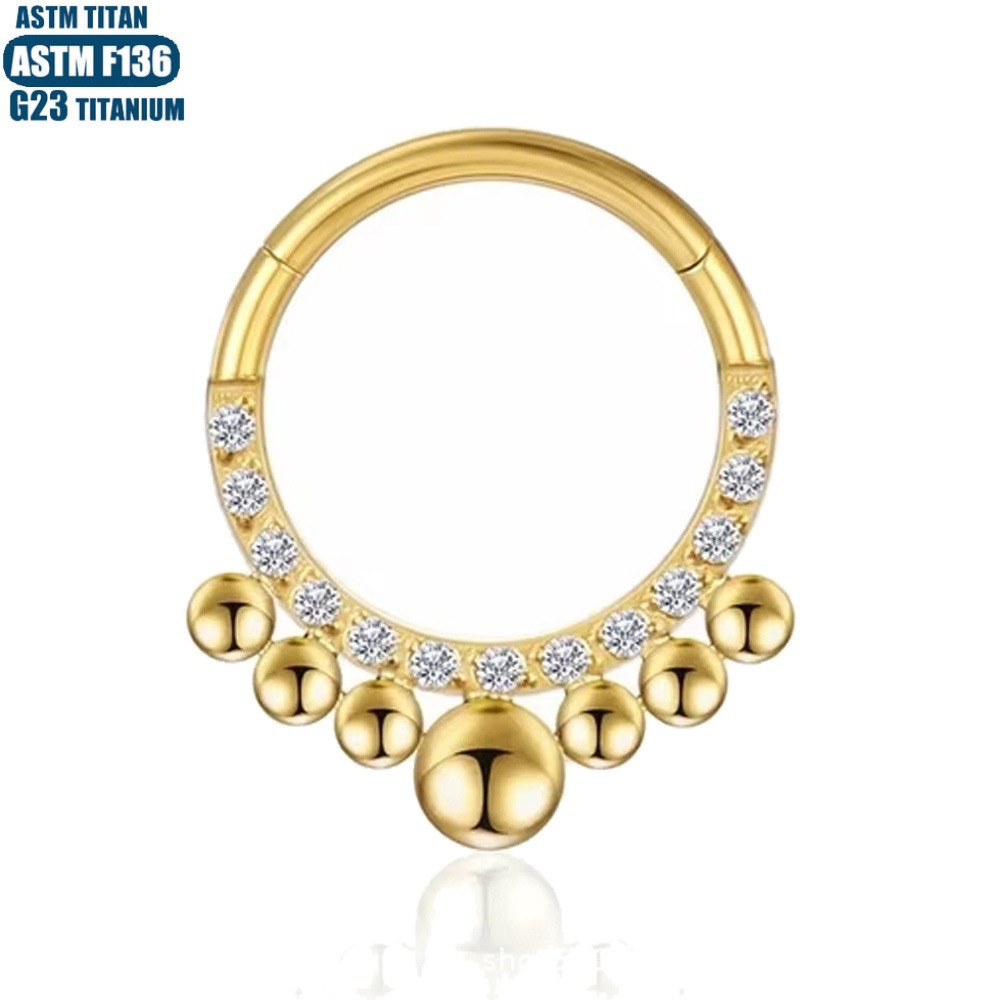G23 Titanium Hinged Nose Ring with Zircon Inlaid - Welded Conch Cartilage Ring, Septum Piercing Jewelry with CZ - Image 3