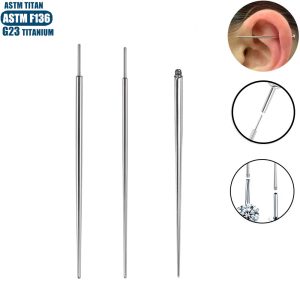 F136 Titanium Alloy Piercing Guide Needle - Lip Puncture Tool for Earring Nose Pin Insertion, 1.2x28mm