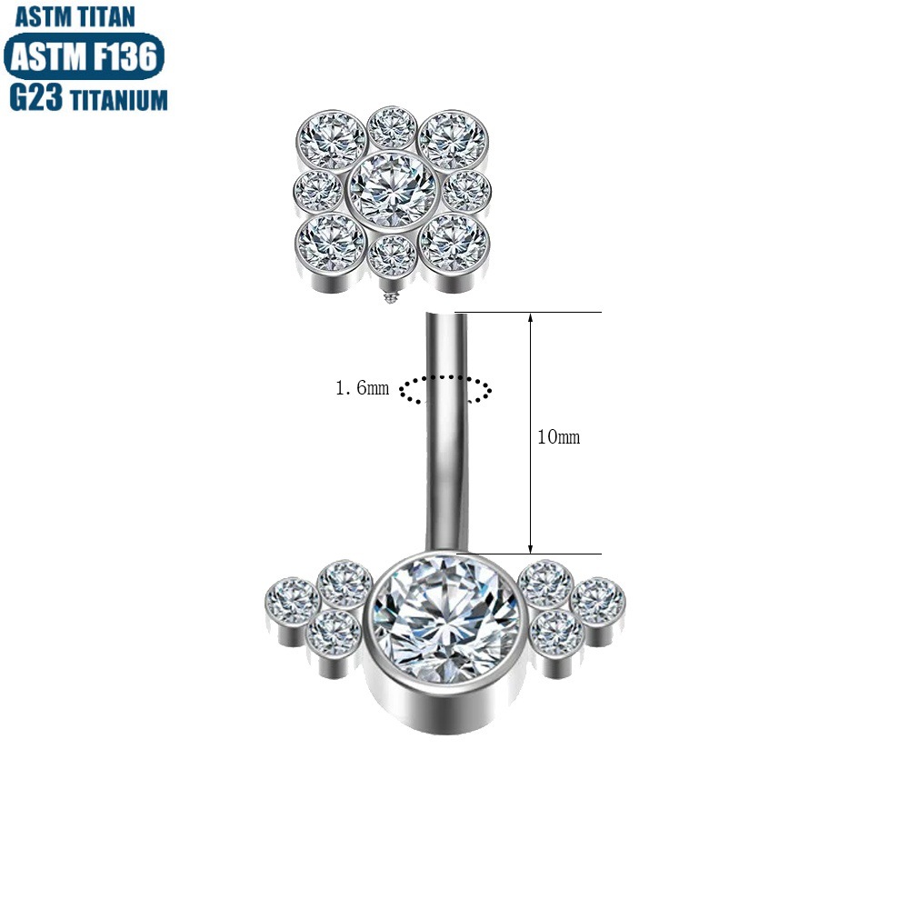 F136 Titanium Alloy Zircon Belly Button Ring with Internal Spiral - Navel Stud Piercing Jewelry - Image 4