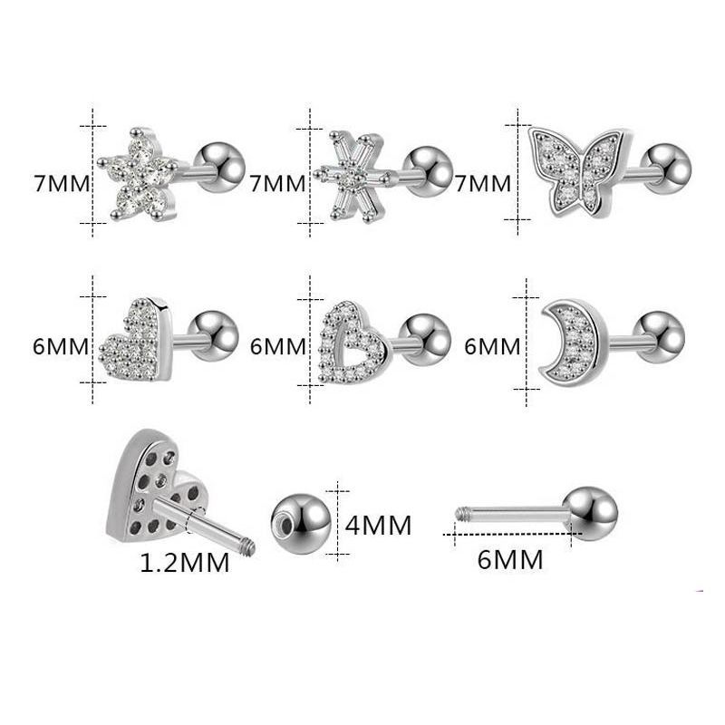 Advanced Flower Diamond Ear Stud - 316L Surgical Steel Butterfly Ear Bone Stud for Women - Image 5