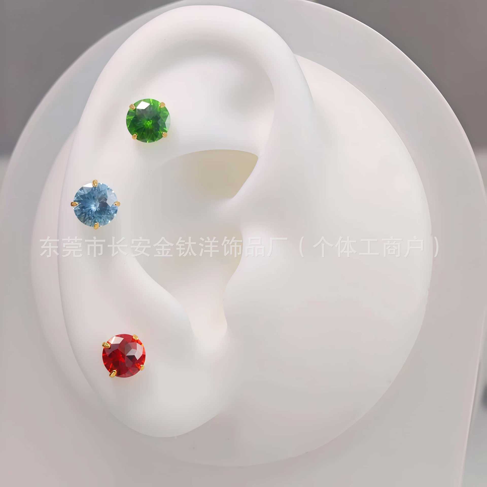 F136 Titanium 18K Gold Plated Zircon Lip Stud Earrings G23 Titanium Alloy Body Piercing Jewelry Ear Bone Studs - Image 4