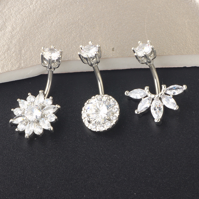 Gold Crown CZ Zircon Belly Ring Set 3-Piece Stainless Steel Navel Piercing Jewelry - Image 3