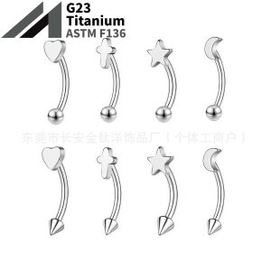Moon Heart Cross Star G23 Titanium Curved Barbell Eyebrow Ear Cartilage Stud Piercing Jewelry