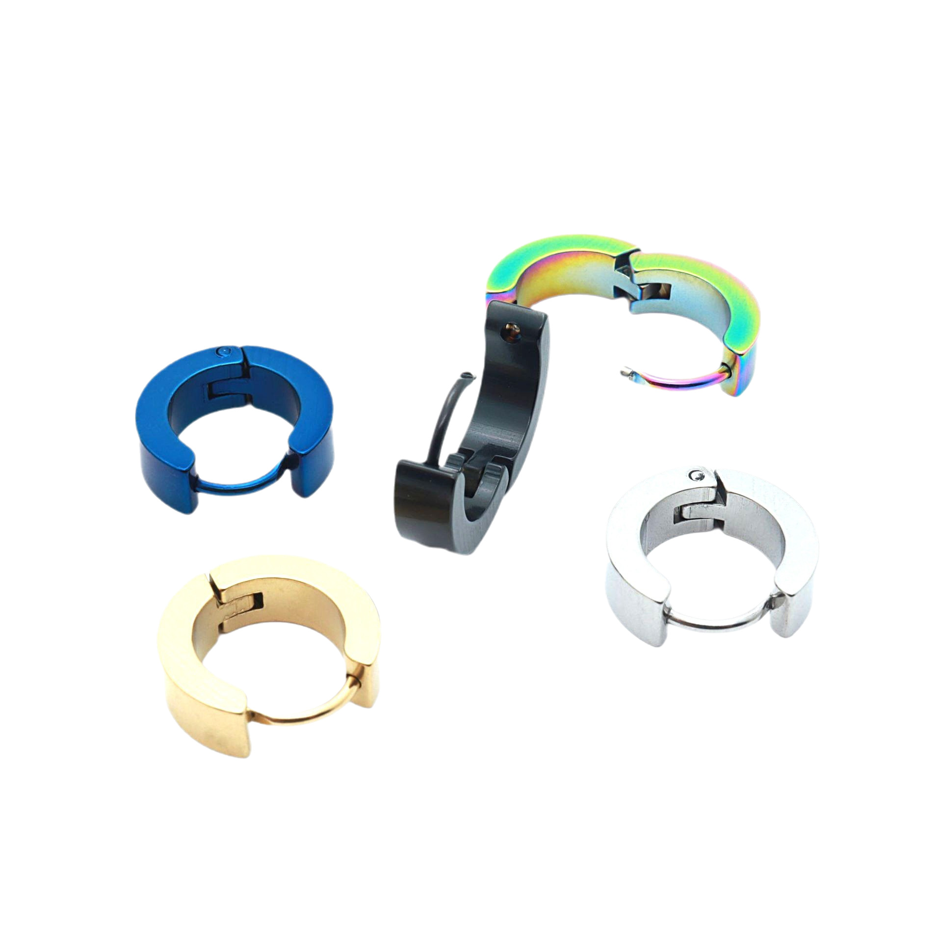 New Niche Round Double-Sided Men's Earrings Stainless Steel Ear Clips - Wholesale - Image 5