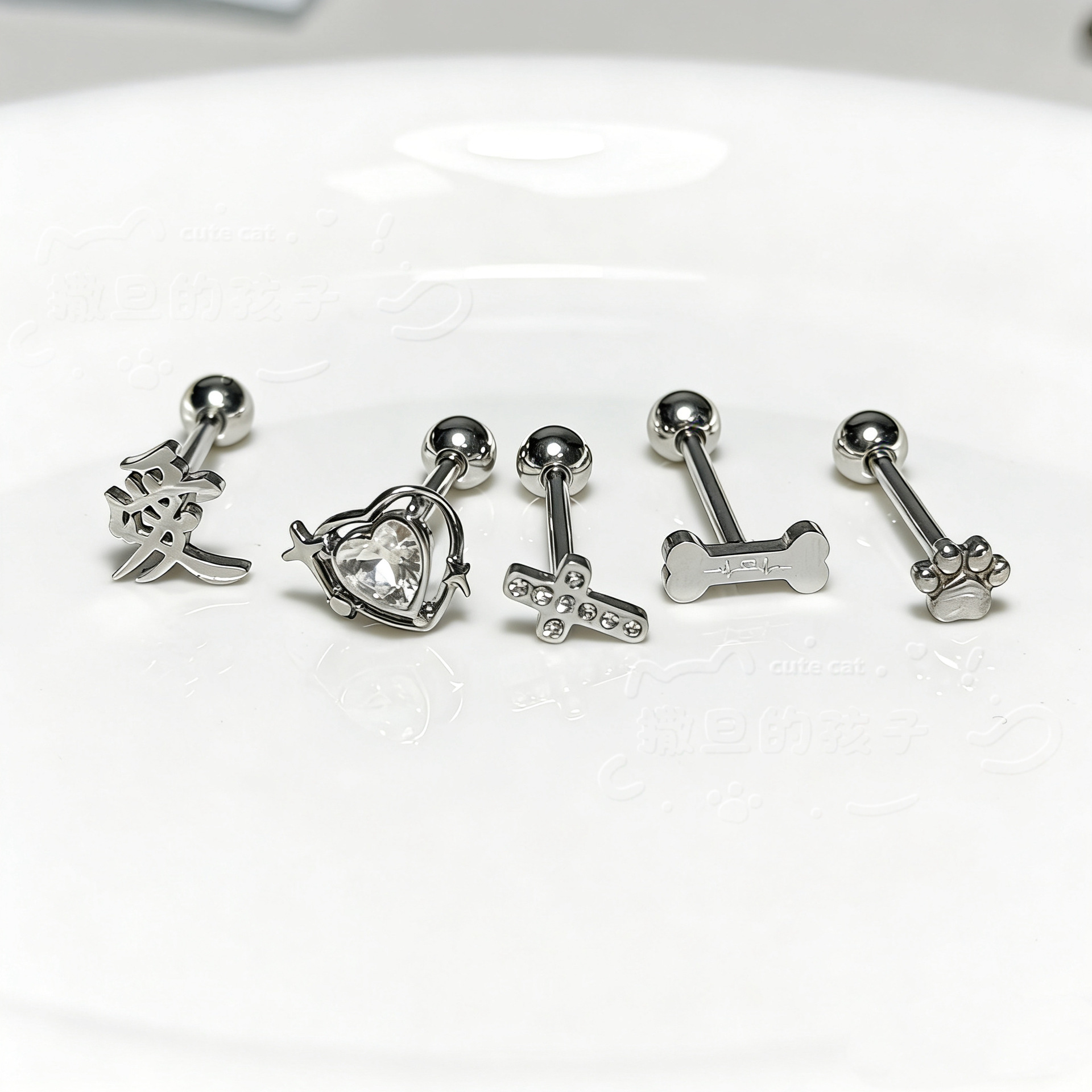Satan's Children Cambridge Notes Tongue Piercing Barbell 12mm 1.6mm Stainless Steel Spicy Girl Style Tongue Ring - Image 3