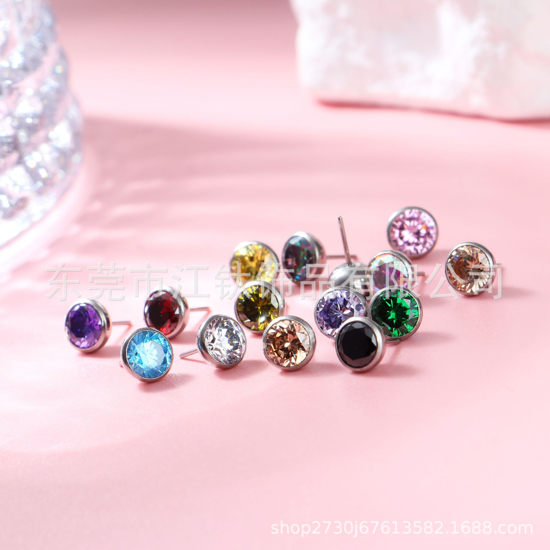 G23 Titanium Alloy Jewelry Head Pin Bowl Cup 5A Zircon Ear Stud Cartilage Earring - Image 3