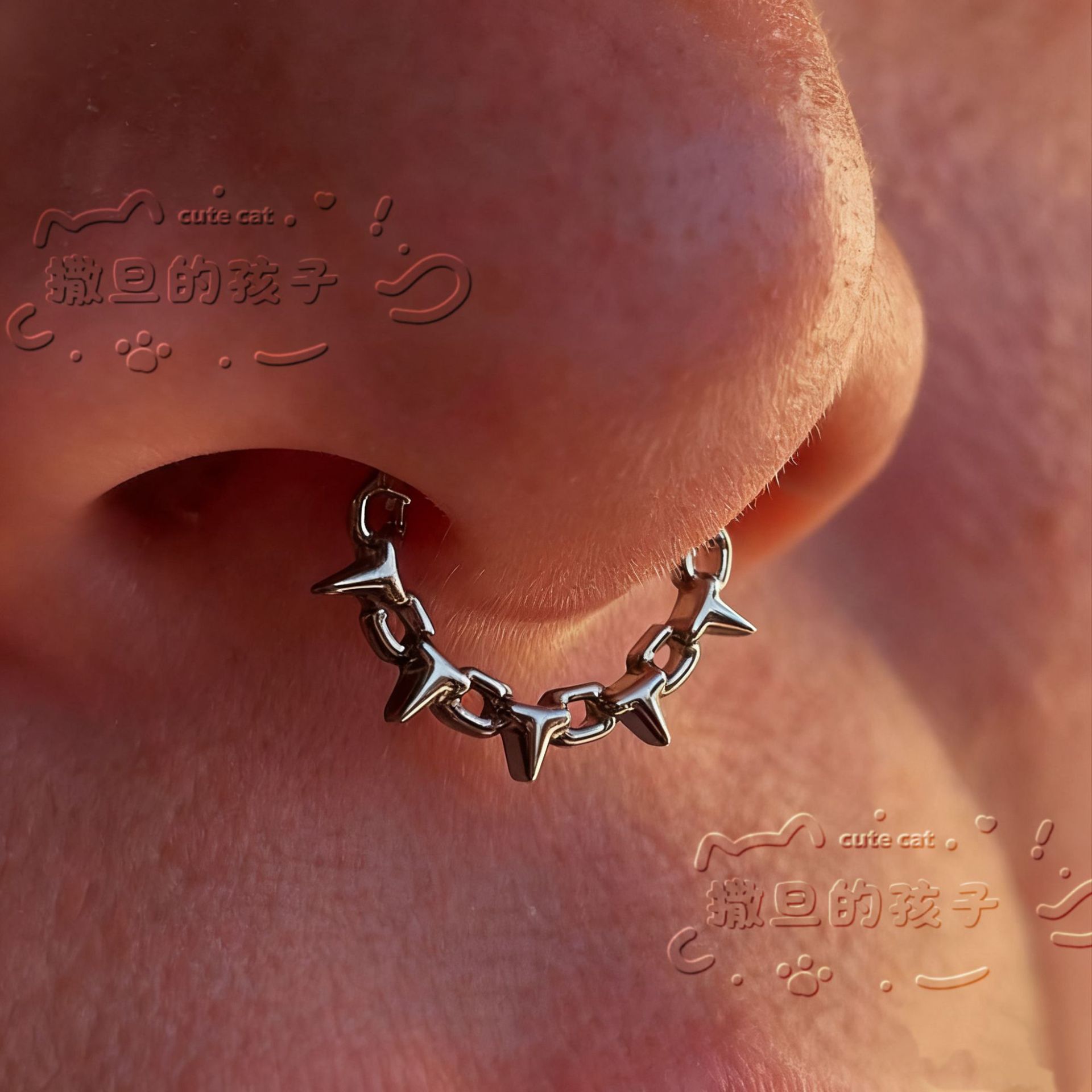 Satan's Child Burning Silver Thorn F136 Titanium Alloy Nose Ring Septum Jewelry Nose Stud Ear Cartilage Ring - Image 3