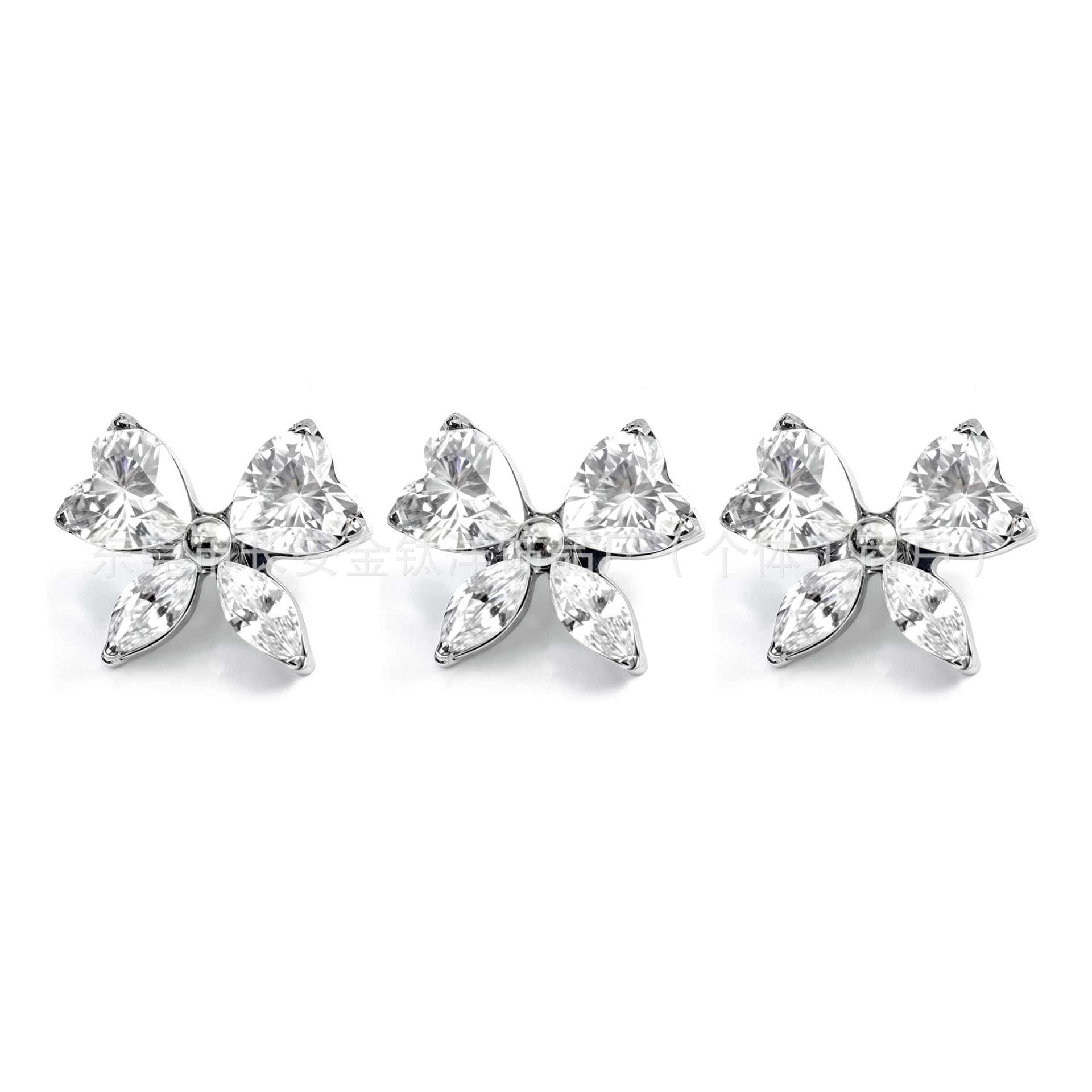 F136 Titanium Heart-Shaped Butterfly Zircon Earrings Cochlear Studs G23 Titanium Alloy Cartilage Earring - Image 5