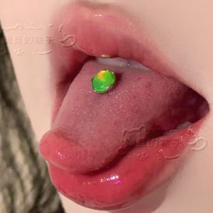 Satan's Child Long-Termism F136 Titanium Alloy Aurora Opal Jelly Tongue Nail Drinkable Tongue Ring