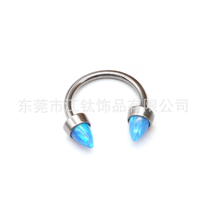 G23 Titanium Opal Nose Ring Sharp Cone Opal Nail Nose Stud - 16G 1.2mm x 12mm Bar Internal Thread Body Jewelry - Image 5