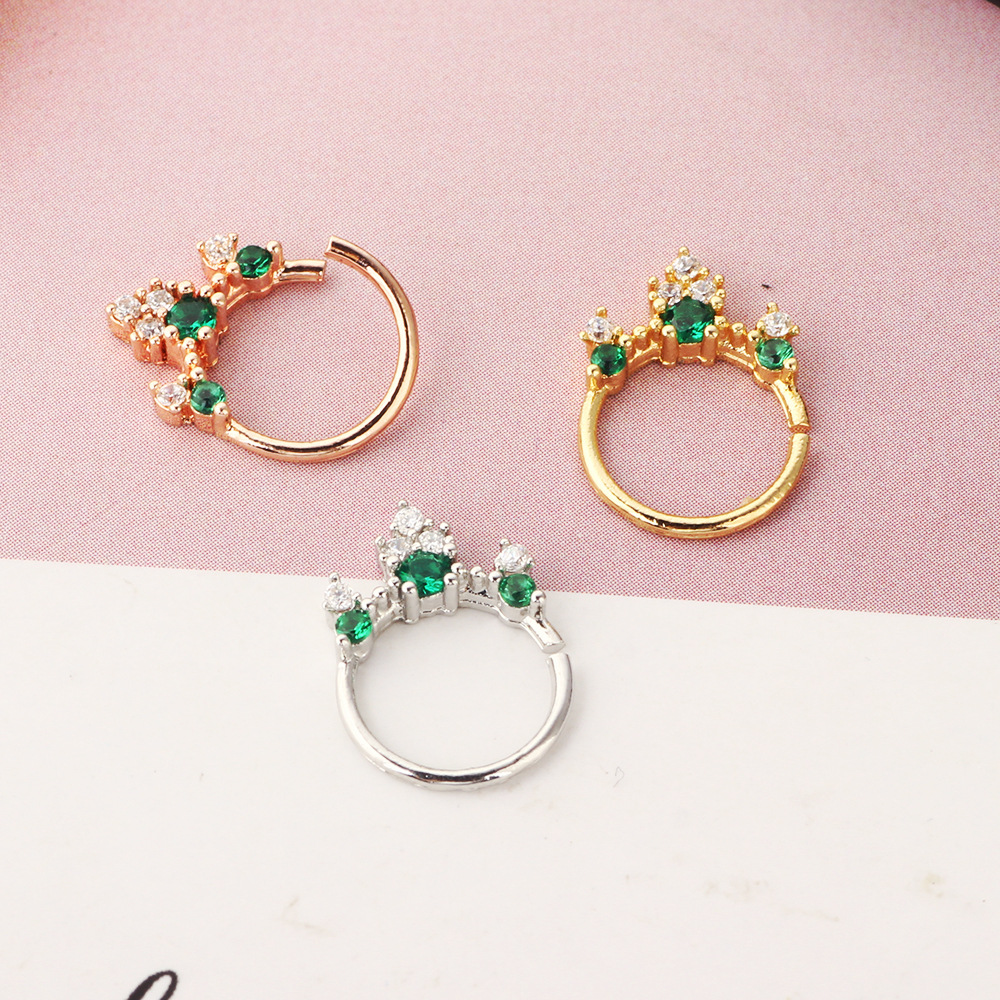European American New Piercing Zircon Nose Ring Nose Stud Diamond Formless False Nose Ring Rose Gold - Image 3