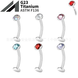 F136 Titanium Wave Bezel Czech Diamond Navel Ring - Dangle Belly Button Ring G23 Titanium Alloy Body Jewelry