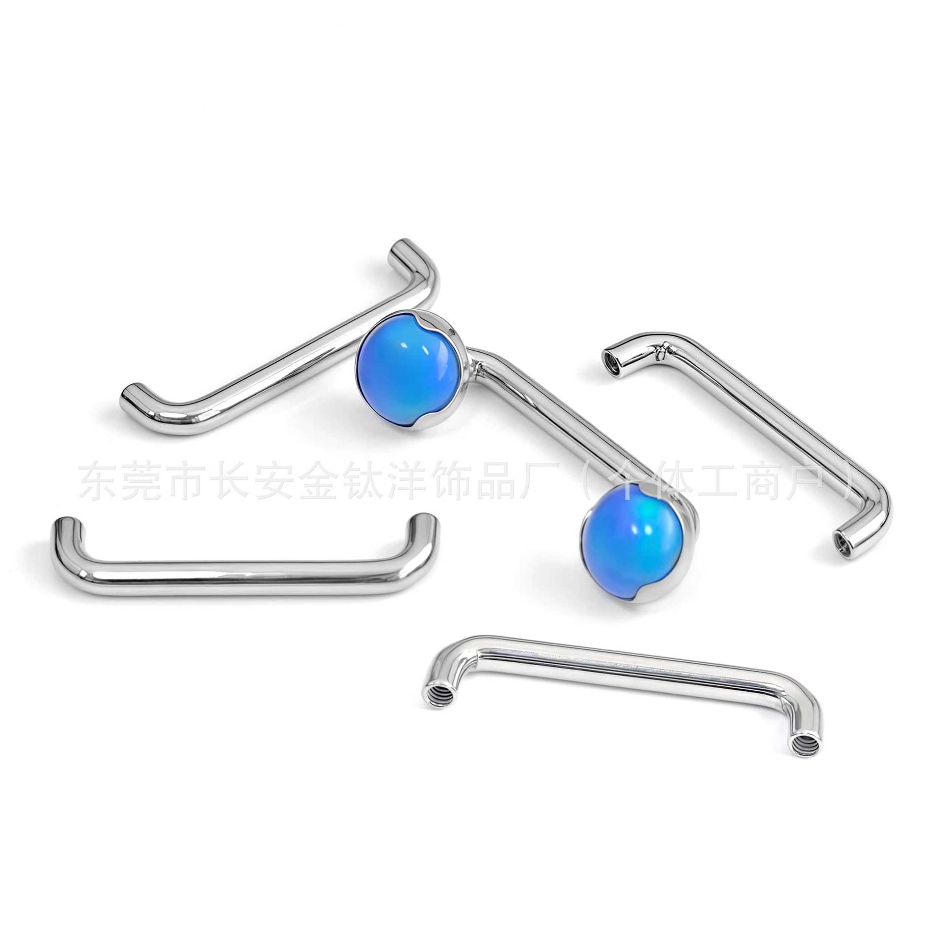 F136 Titanium Curved Rod Internal Thread Embedded Nail Base Double-Headed Embedded Nail G23 Titanium Alloy Body Piercing Jewelry - Image 3