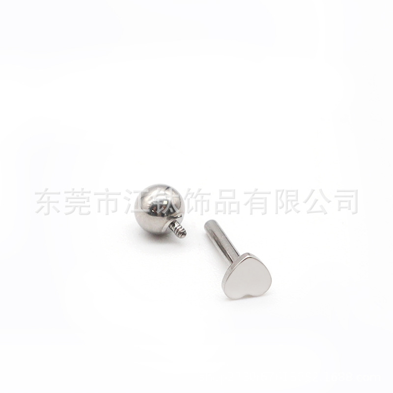 G23 Titanium Lip Labret Stud with Star and Heart Flower Base - Internal Thread Body Piercing Jewelry - Image 3